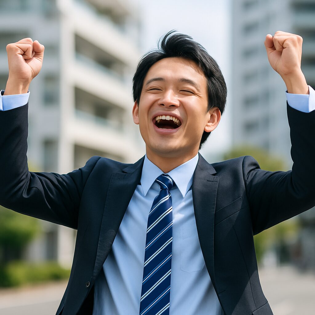 喜んでいる男性