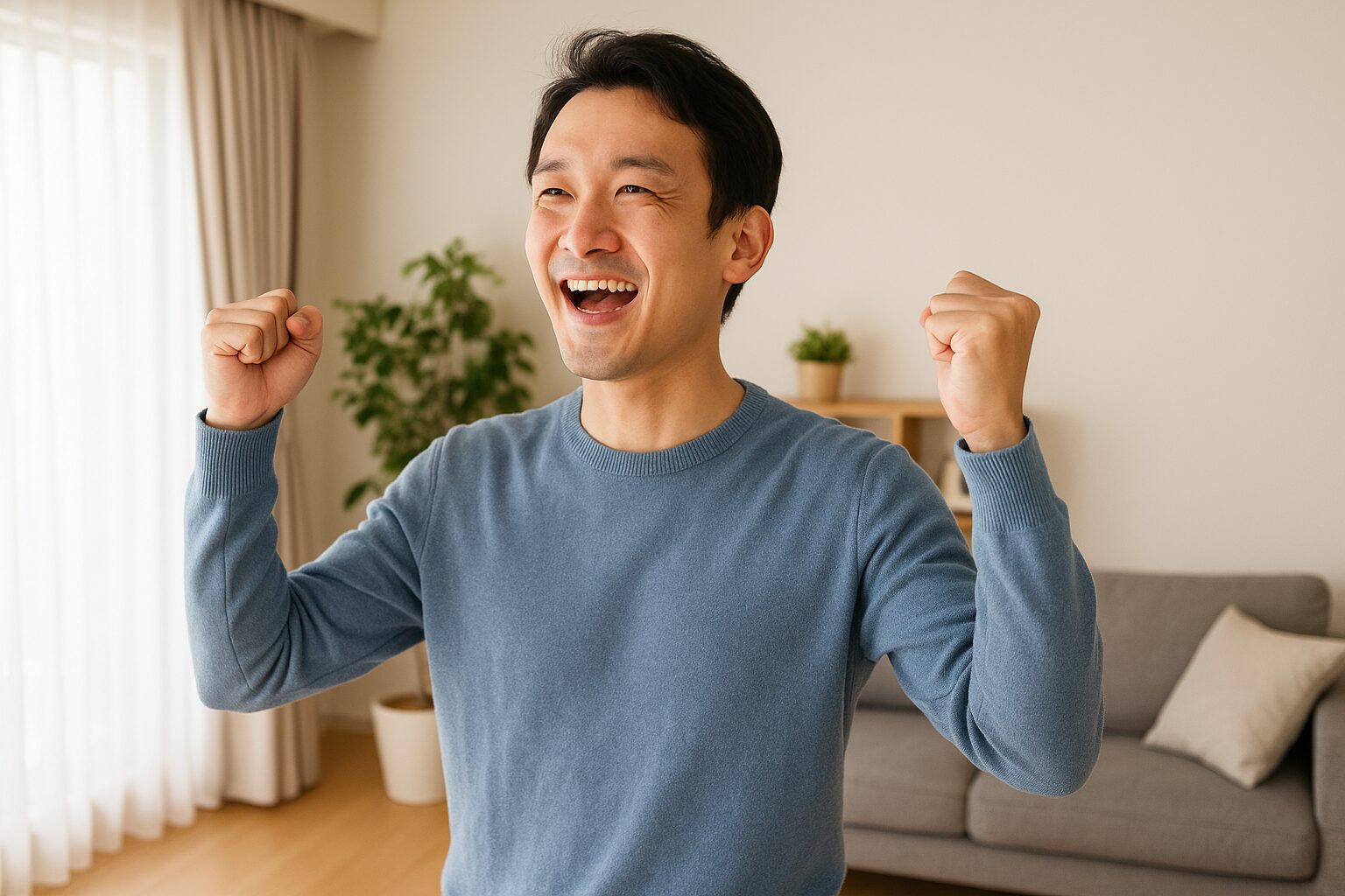 喜んでいる男性