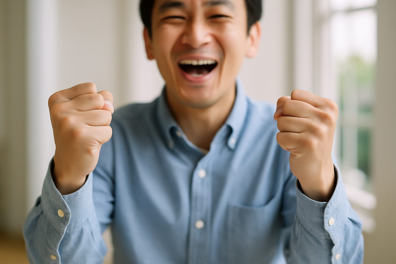 喜んでいる男性