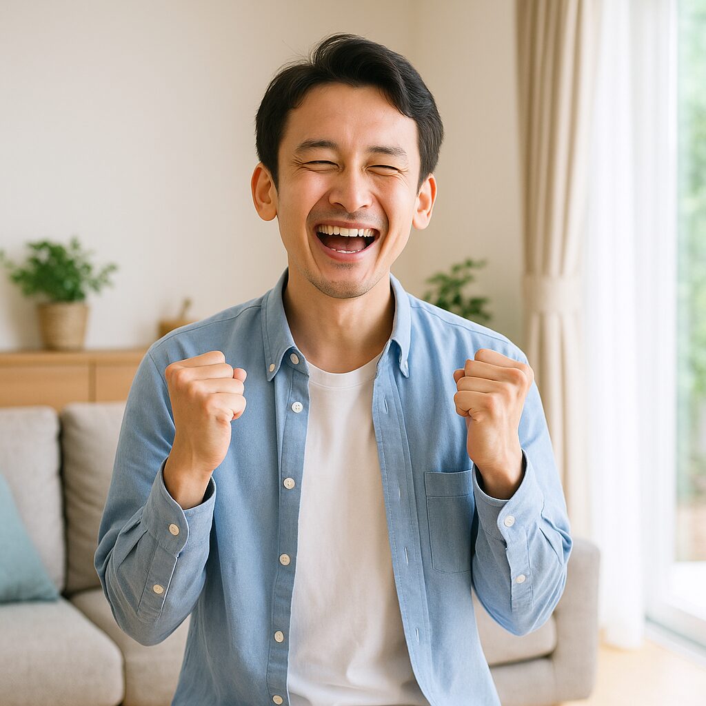 喜んでいる男性