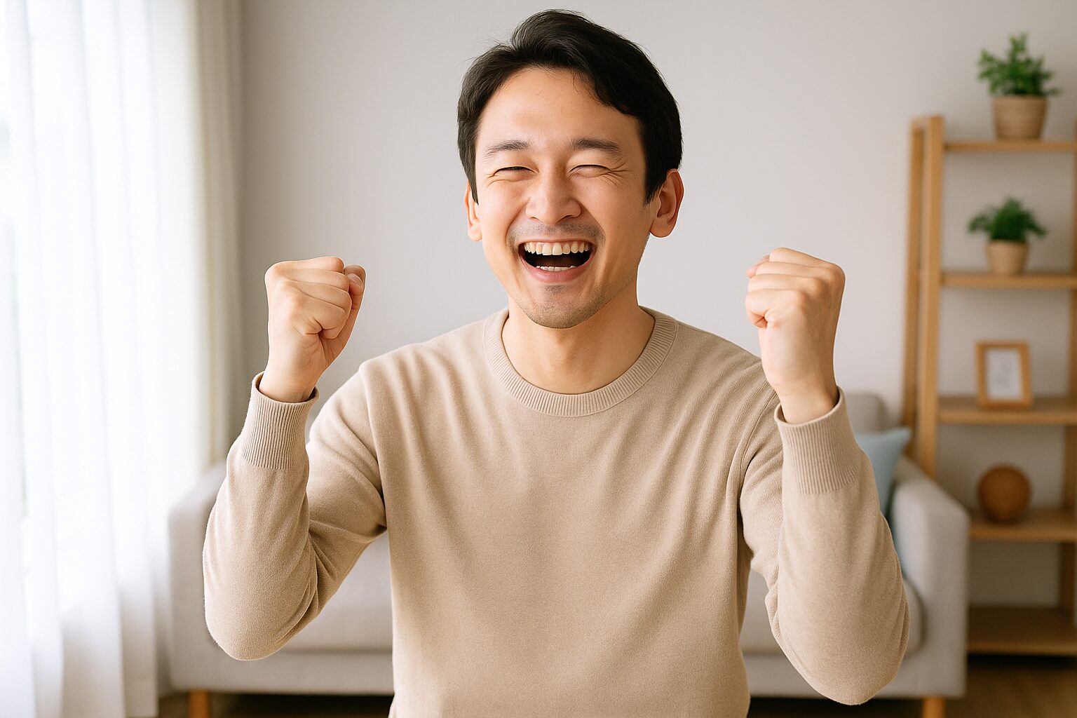 喜んでいる男性