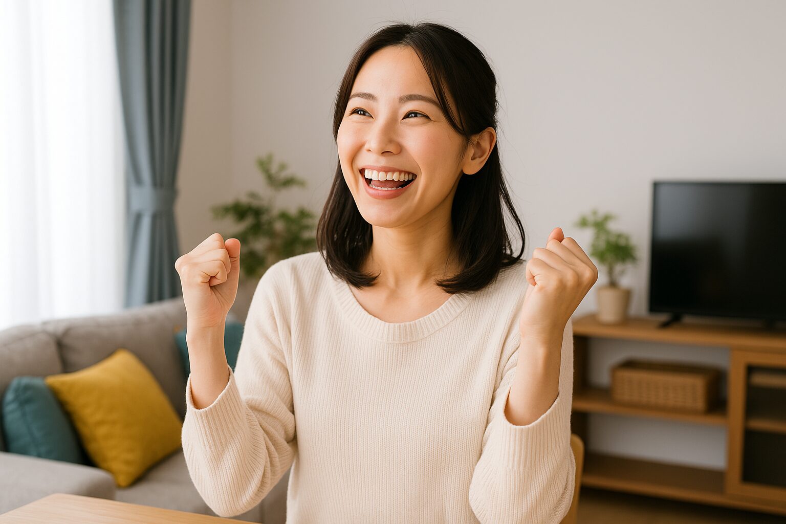 喜んでいる女性