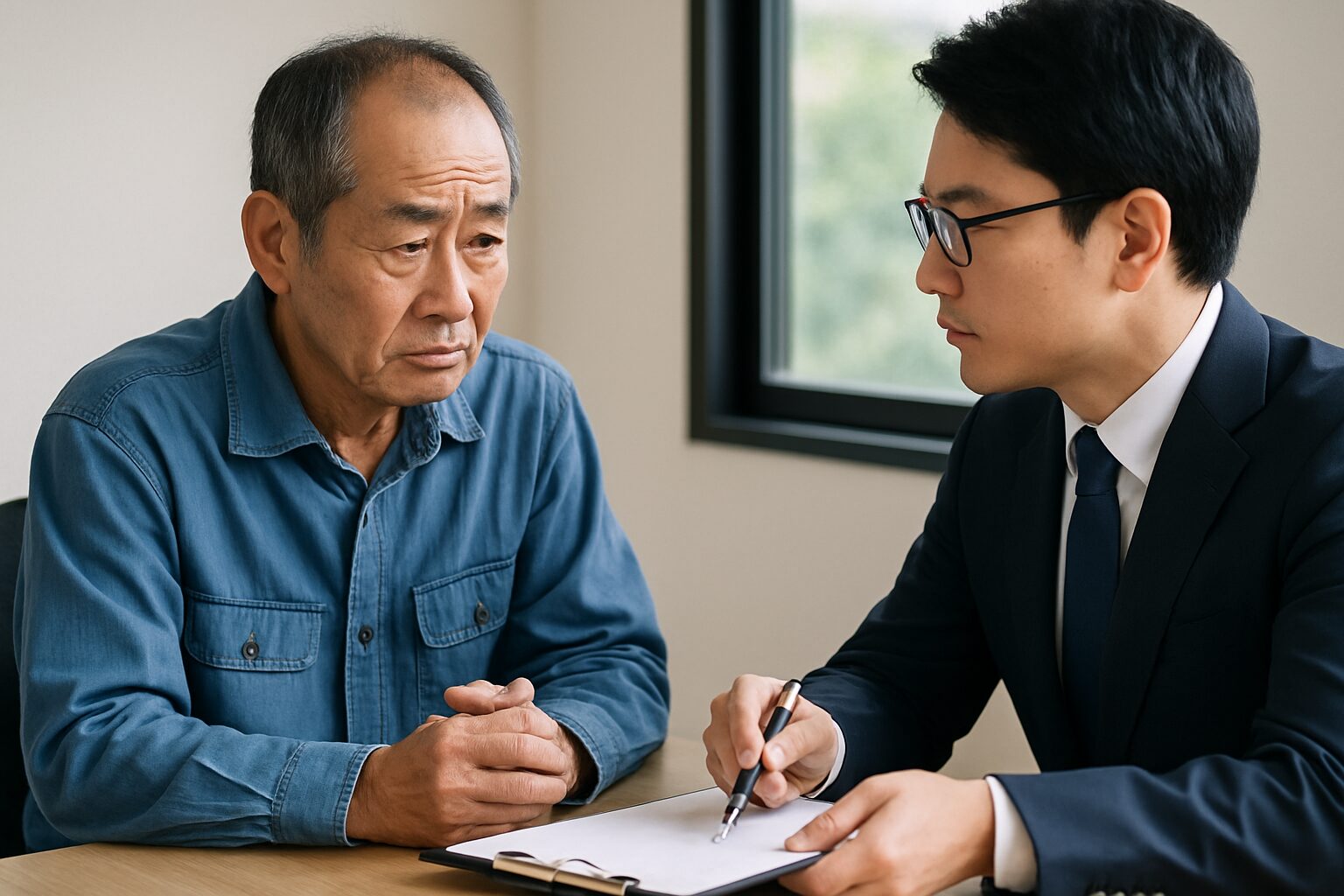 農地の件で弁護士に相談している様子