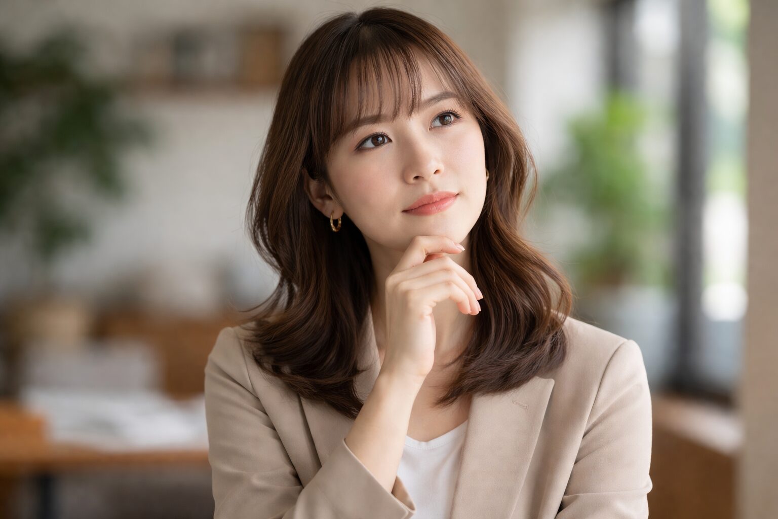 考え事している女性