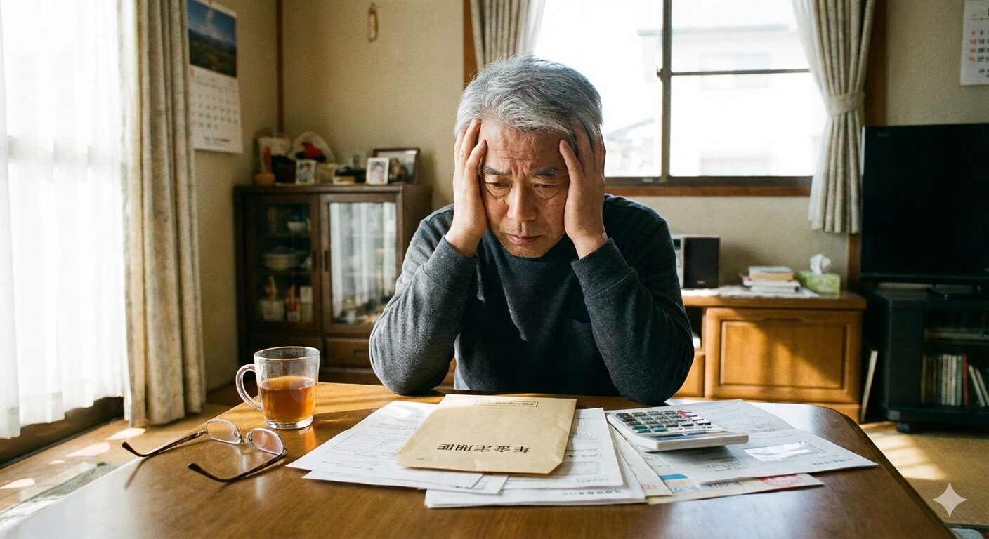 年金について悩んでる男性