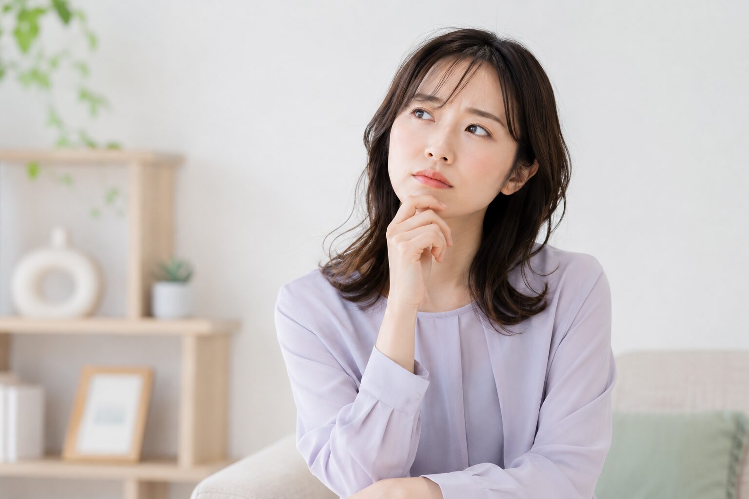 考え事をしている女性