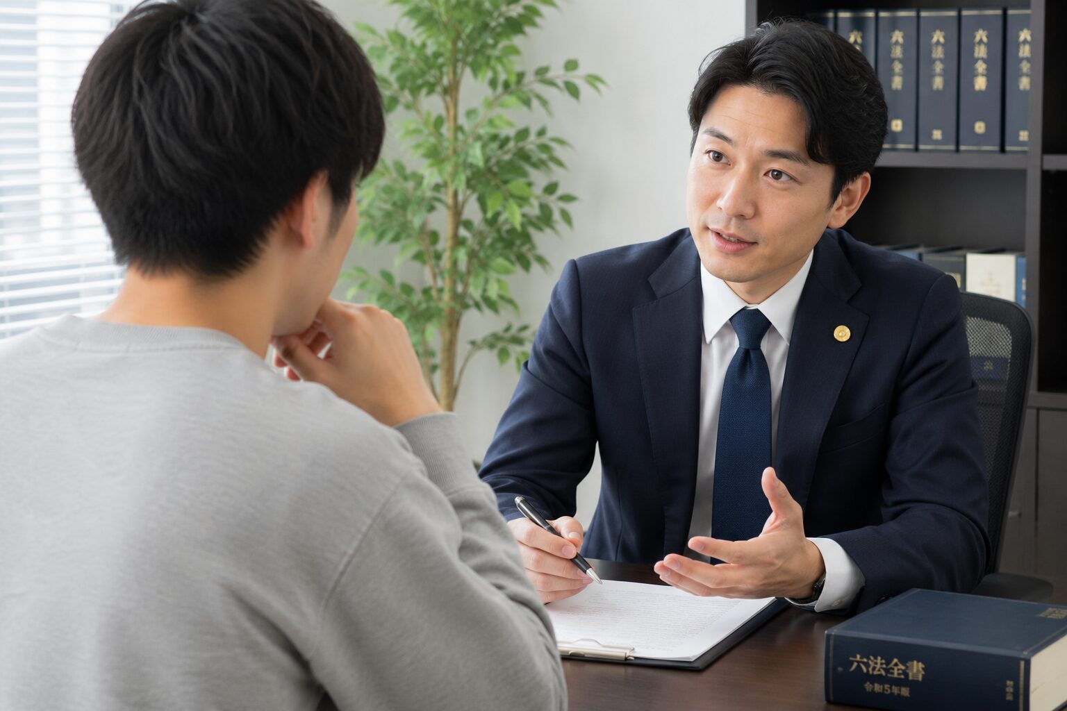弁護士に相談している男性の様子